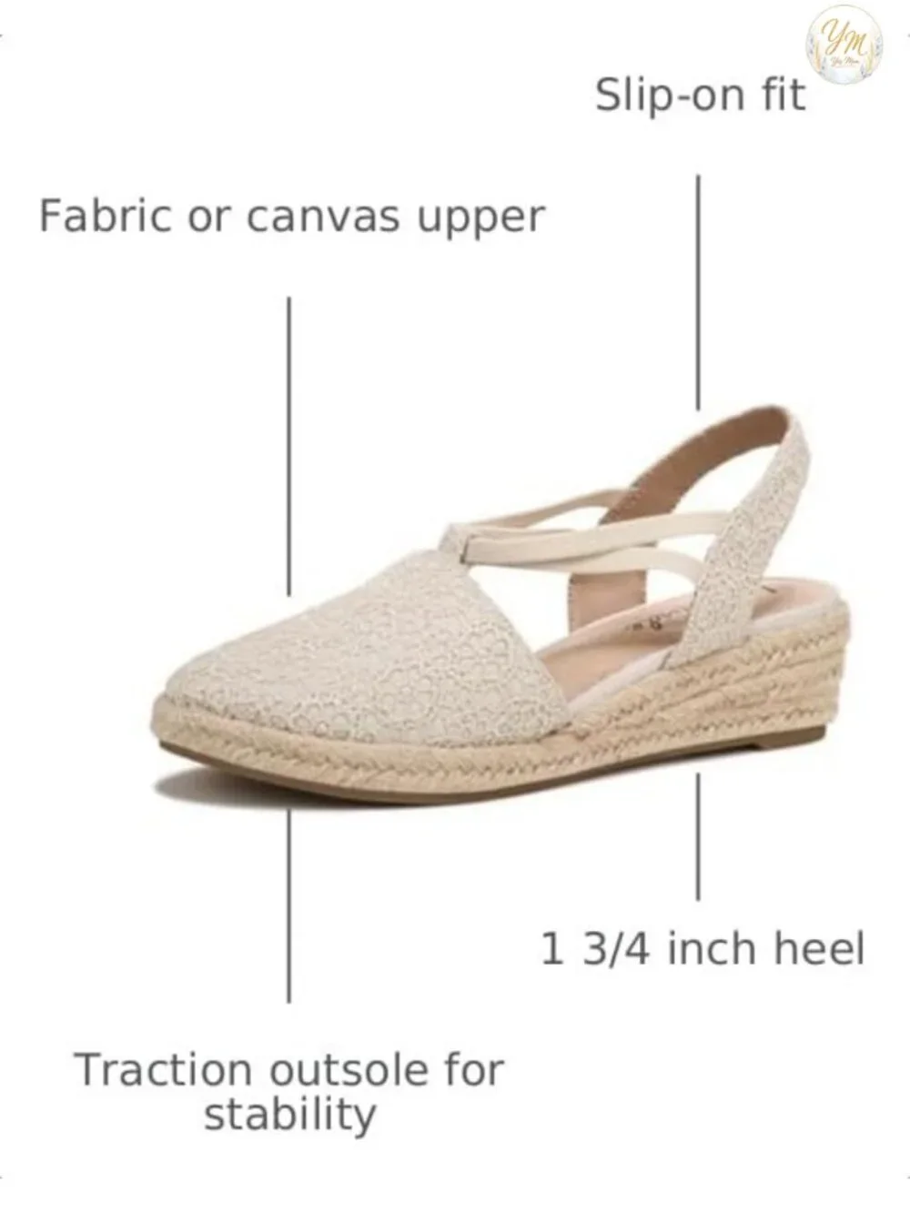 LifeStride Katrina 2 Espadrille Wedge Canvas Slip-On Woven Heel Cushioned Sandal